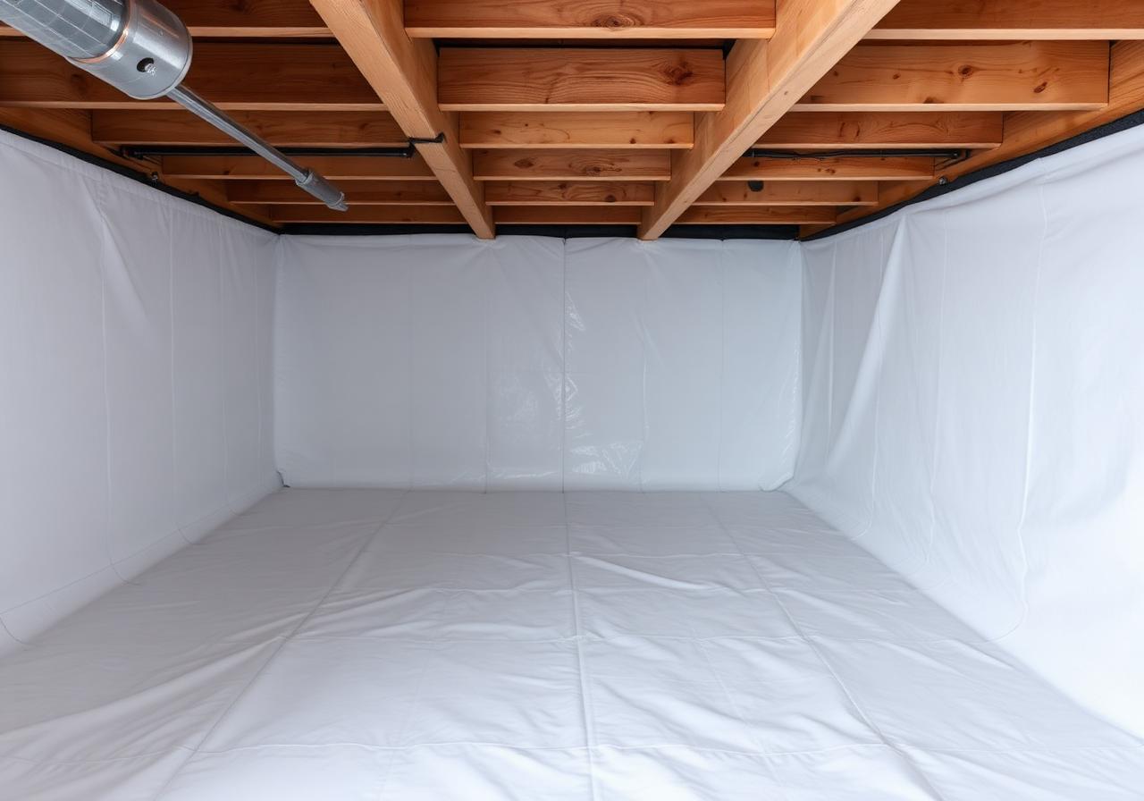 Clean residential crawl space with vapor barrier installed by AttiCal in the Bay Area.